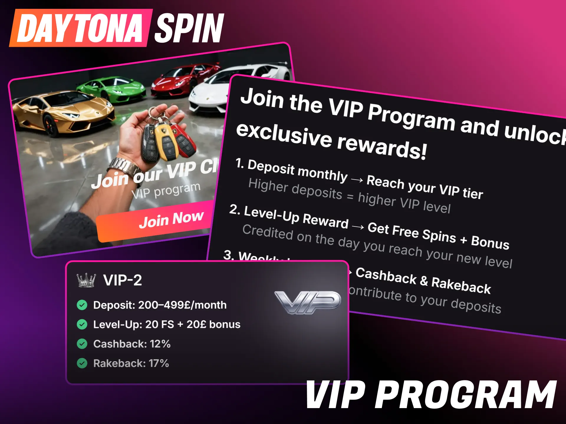 Unlock elite loyalty tiers and claim premium rewards from Daytona Spin.